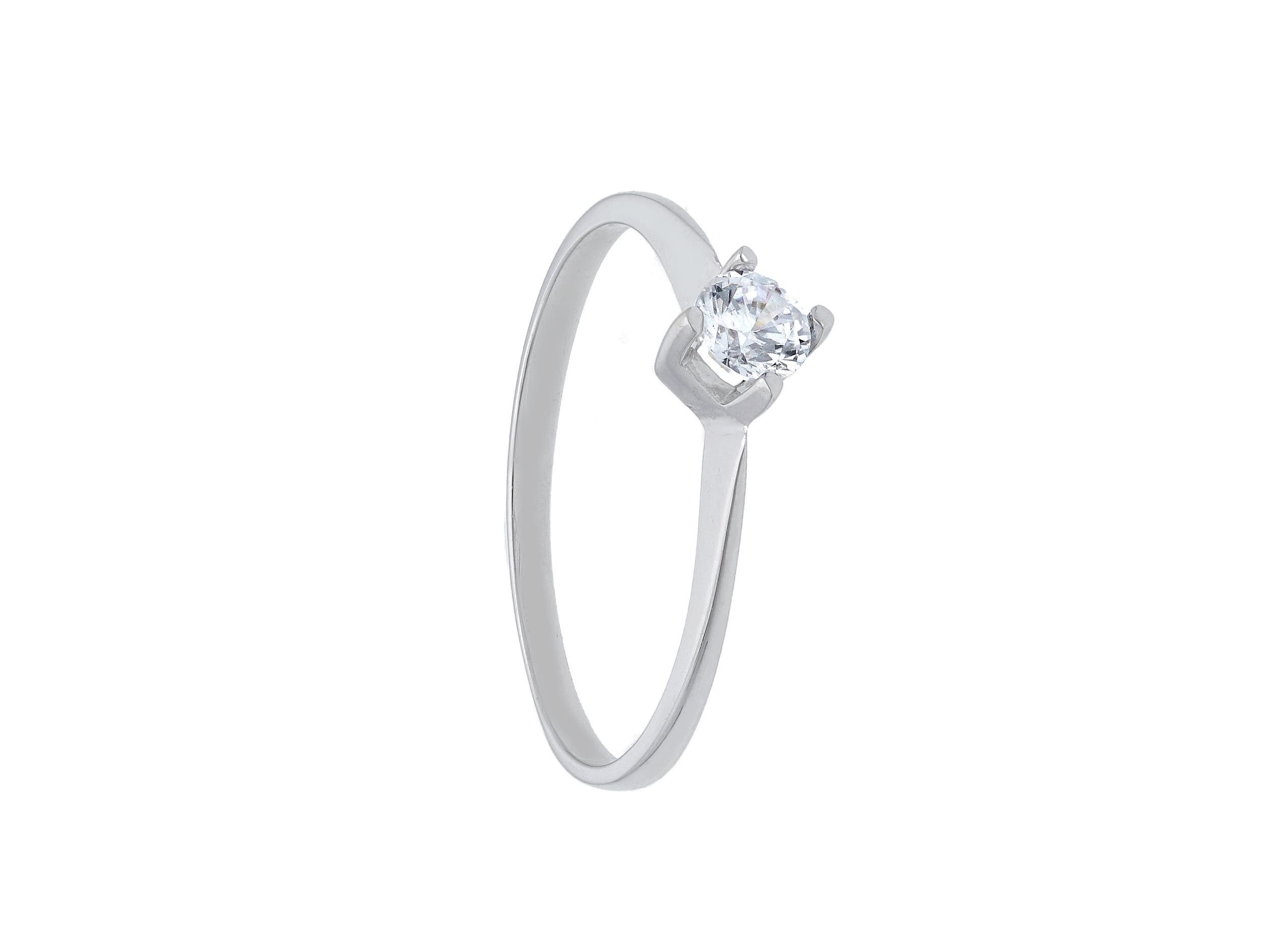 White gond single stone ring k14 with thin module and zirgon (S170036)
